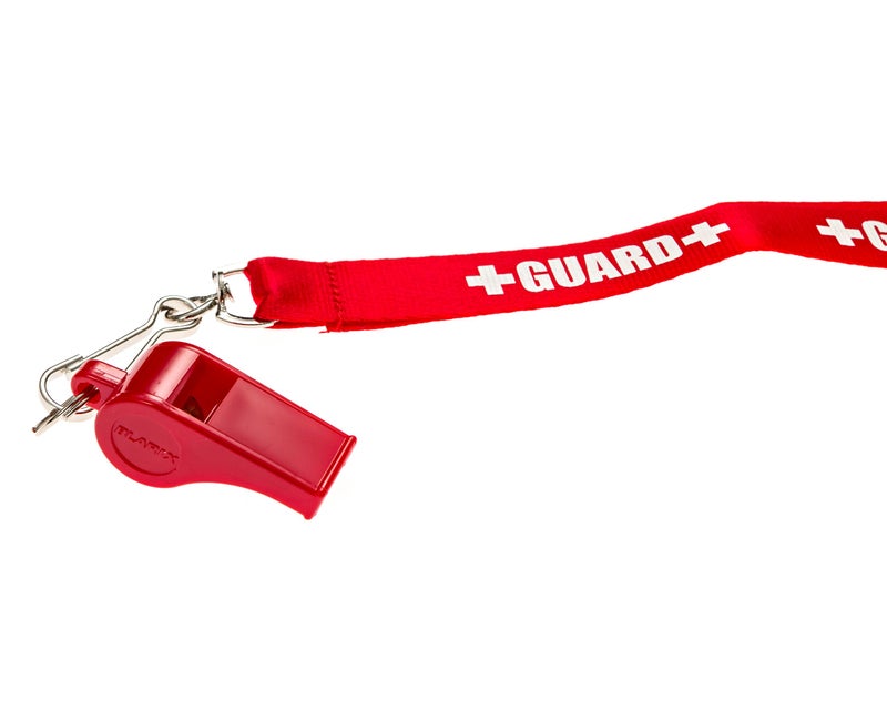 BLARIX Guard Pea Whistle and Lanyard (Red and Red Lanyard w/Print) - Image 3
